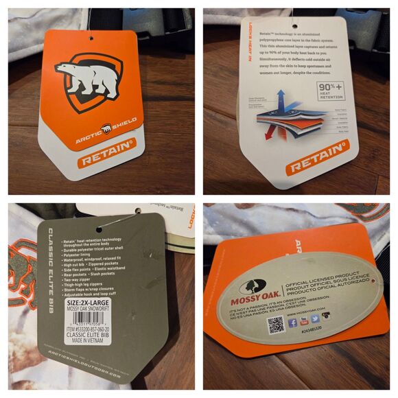 ArcticShield Classic Elite Bib Men’s 2XL Mossy Oak Snowdrift Hunting XXL NWT - Picture 8 of 8